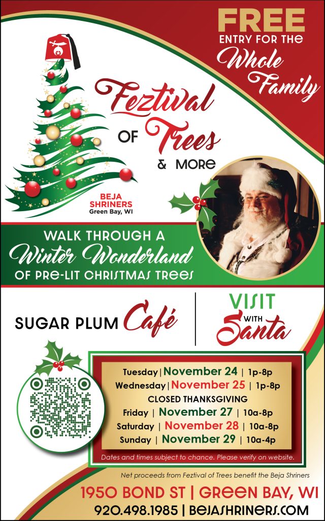 Beja Shriners Feztival of Trees Green Bay Wisconsin holiday event flyer